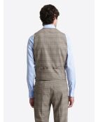 Gilet da abito elasticizzato in tartan castano