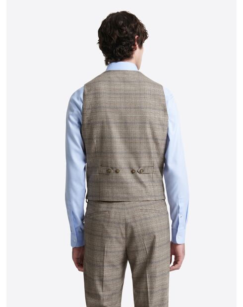 Gilet de costume stretch à carreaux chestnut