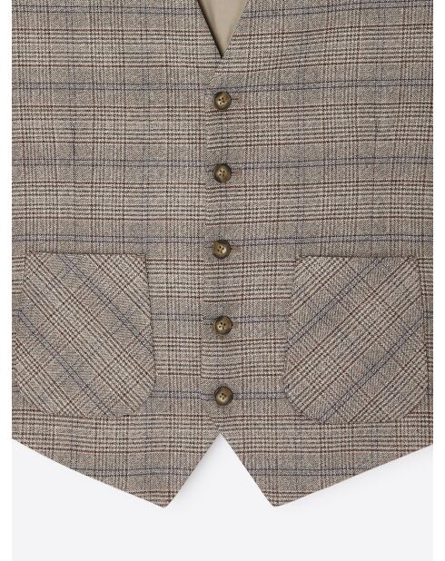 Gilet de costume stretch à carreaux chestnut