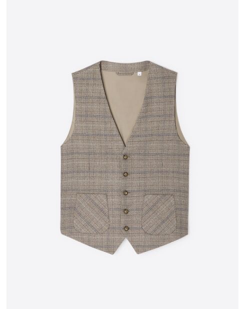 Gilet de costume stretch à carreaux chestnut