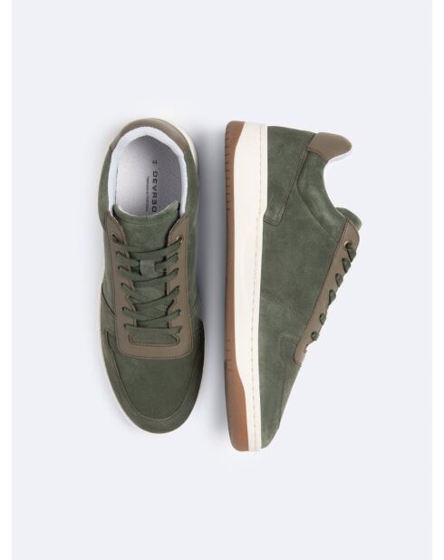Baskets en cuir kaki