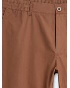 Chino en coton mélangé uni roux