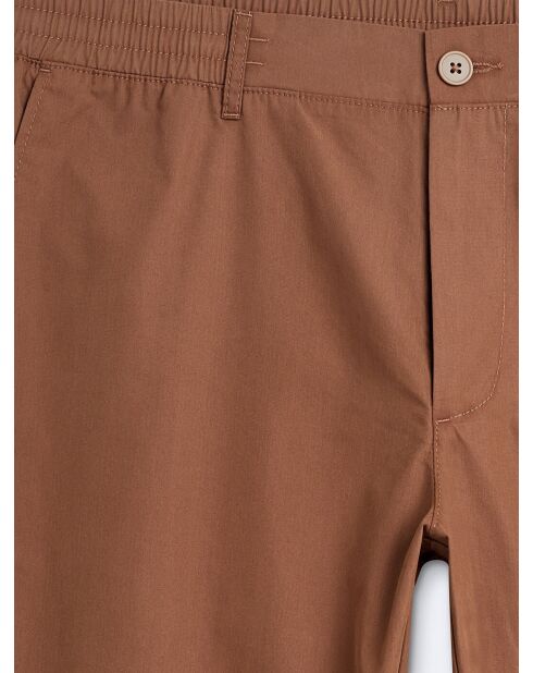 Chino en coton mélangé uni roux