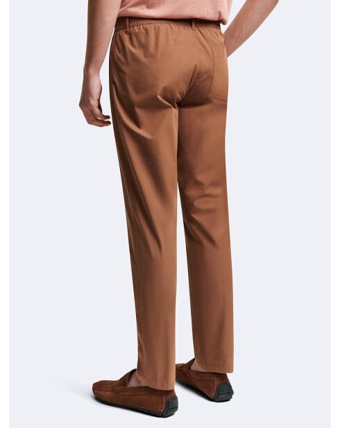 Chino en coton mélangé uni roux