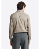 Chemise slim en coton fantaisie beige officier