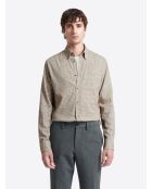 Chemise slim en coton fantaisie beige officier