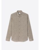 Chemise slim en coton fantaisie beige officier