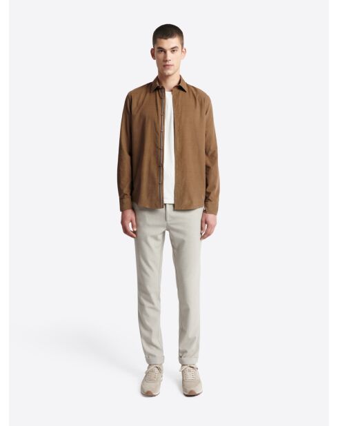 Chemise en velours 100% coton noisette