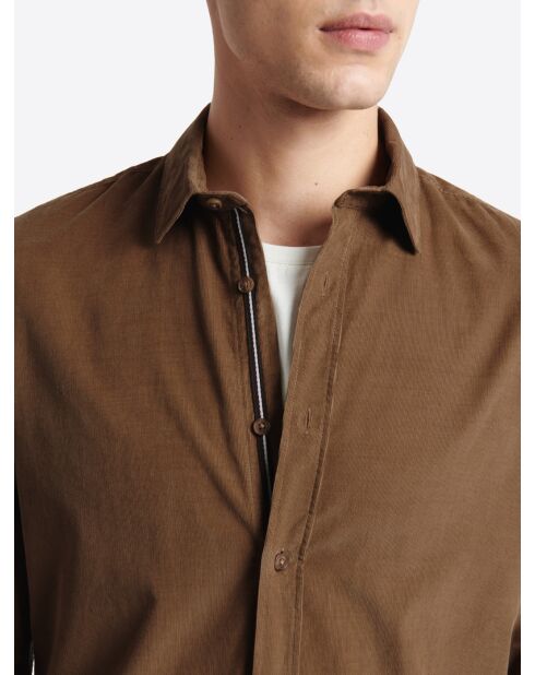 Chemise en velours 100% coton noisette