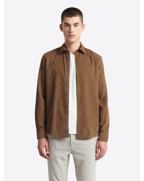 Chemise en velours 100% coton noisette