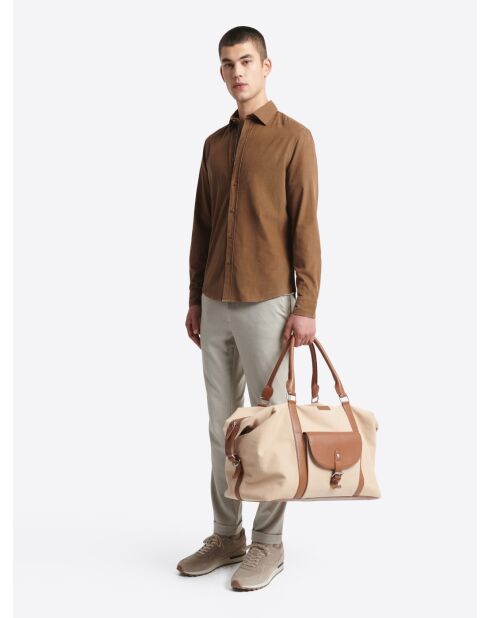 Chemise en velours 100% coton noisette