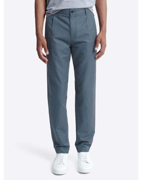 Slack uni 100% coton lin bleu cobalt