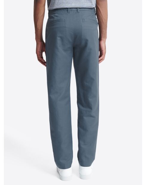 Slack uni 100% coton lin bleu cobalt