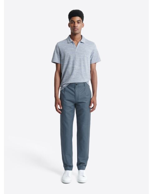 Slack uni 100% coton lin bleu cobalt