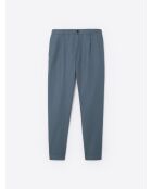 Slack uni 100% coton lin bleu cobalt