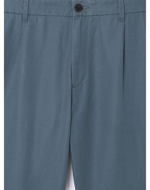 Slack uni 100% coton lin bleu cobalt