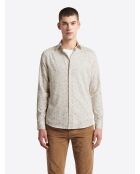 Chemise fleurie 100% coton ivoire