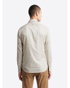 Chemise fleurie 100% coton ivoire