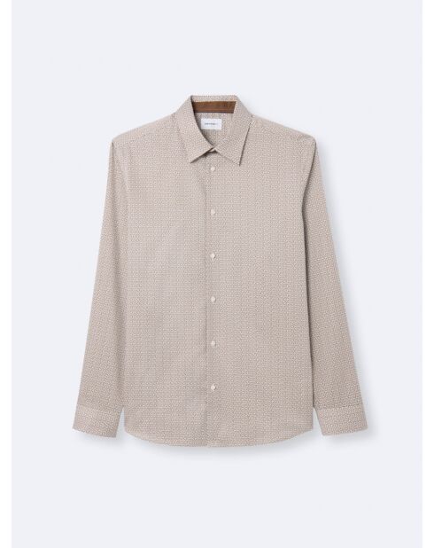 Chemise fantaisie 100% coton marron café