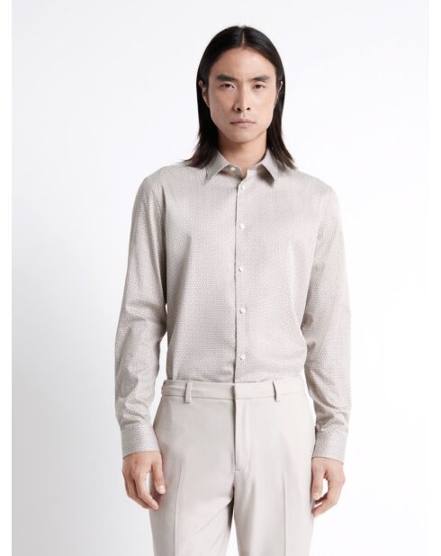 Chemise fantaisie 100% coton marron café