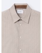 Chemise fantaisie 100% coton marron café