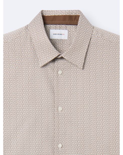 Chemise fantaisie 100% coton marron café