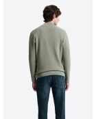 Cardigan en coton à col teddy vert bronze