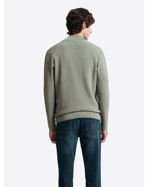 Cardigan en coton à col teddy vert bronze