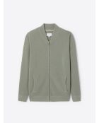 Cardigan en coton à col teddy vert bronze