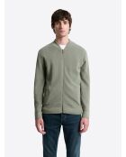 Cardigan en coton à col teddy vert bronze