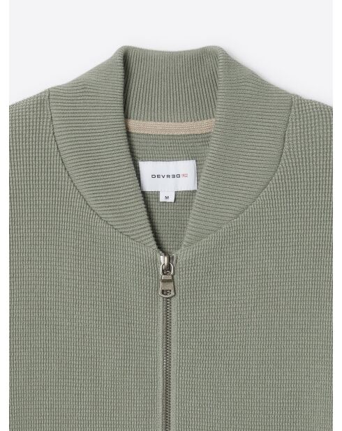 Cardigan en coton à col teddy vert bronze