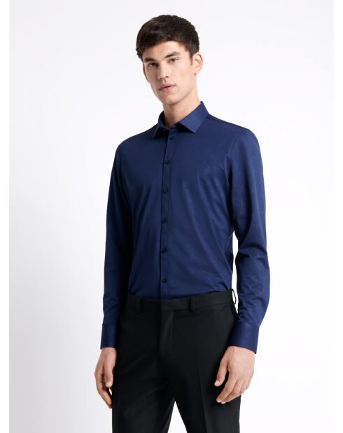 Chemise infroissable fleurie bleu royal