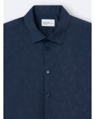 Chemise infroissable fleurie bleu royal