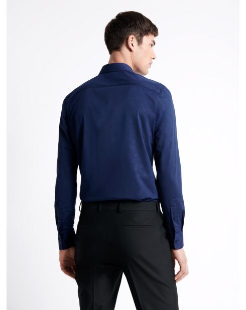 Chemise infroissable fleurie bleu royal