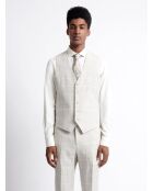 Gilet de costume 100% Lin à carreaux grège