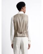 Gilet de costume 100% Lin à carreaux grège