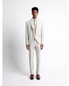 Gilet de costume 100% Lin à carreaux grège