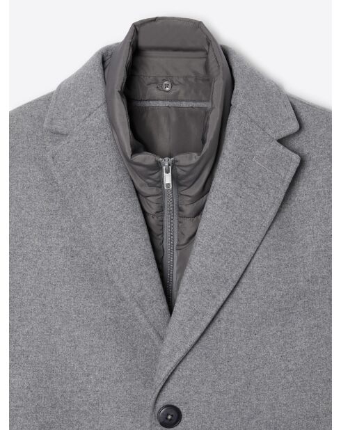 Pardessus 2-en-1 en laine mélangée gris souris