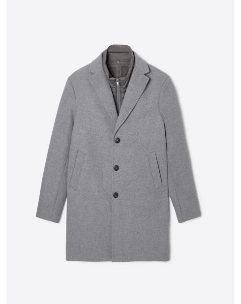 Pardessus 2-en-1 en laine mélangée gris souris