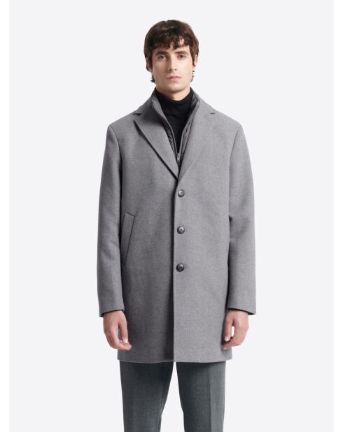 Pardessus 2-en-1 en laine mélangée gris souris