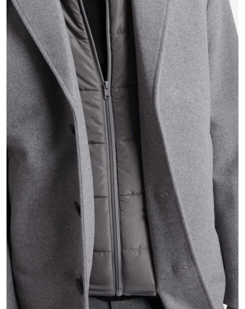 Pardessus 2-en-1 en laine mélangée gris souris