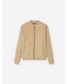 Cardigan à col teddy 100% Coton beige doux