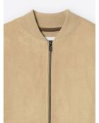 Cardigan à col teddy 100% Coton beige doux