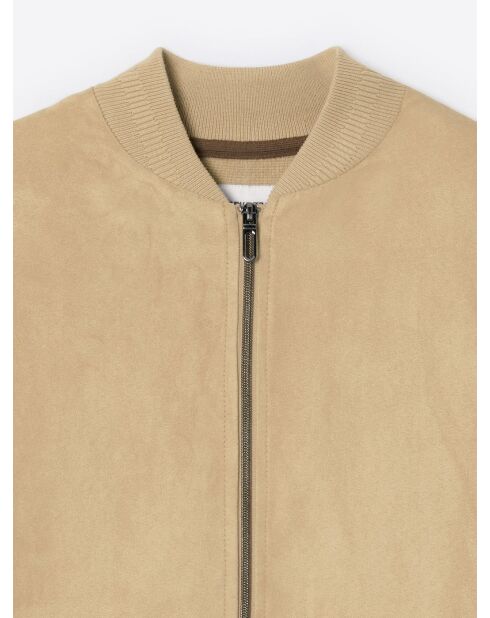 Cardigan à col teddy 100% Coton beige doux