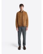 Gilet bi-matière col montant camel