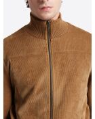Gilet bi-matière col montant camel
