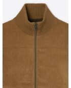 Gilet bi-matière col montant camel