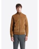 Gilet bi-matière col montant camel