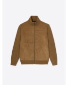 Gilet bi-matière col montant camel