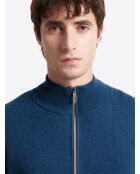 Gilet col montant en Coton & Cachemire bleu cobalt